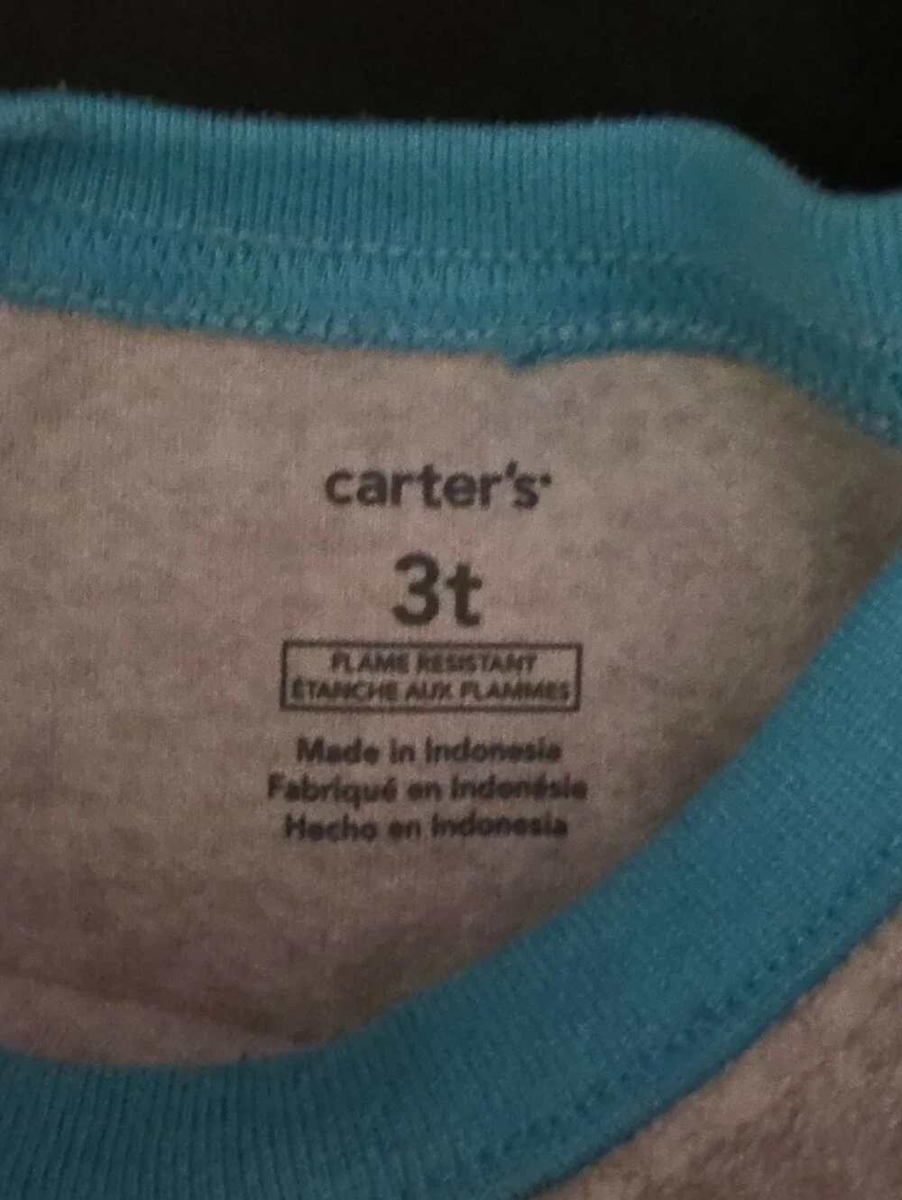 Carter's Grey Long Sleeve Tee with Blue Collar and Navy Penguin